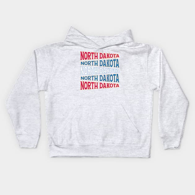 TEXT ART USA NORTH DAKOTA Kids Hoodie by LAVA-ROMA-NOVA